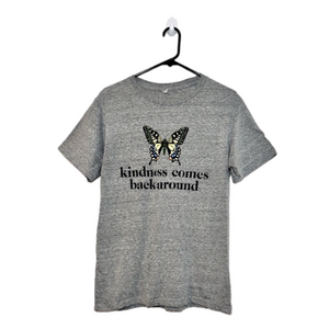 Light Gray “Kindness Comes Back Around” Yellow Butterfly T-Shirt